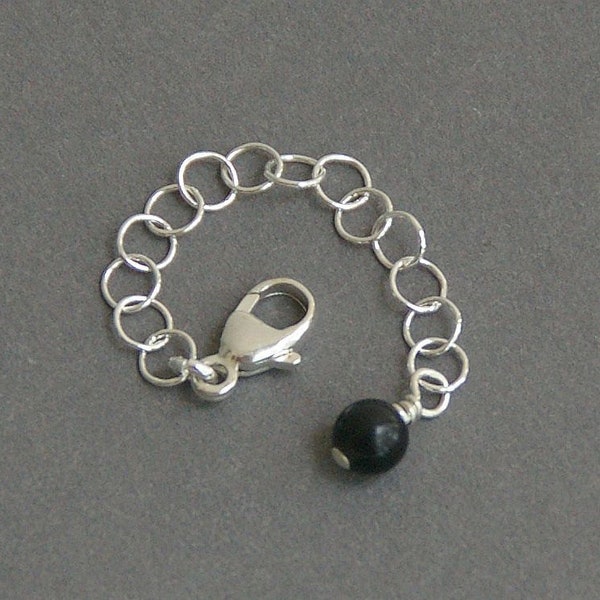 Sterling Silver and Black Onyx Necklace / Bracelet Extender. Choose your size. Interchangeable. Perfect for Managing Layered Necklaces