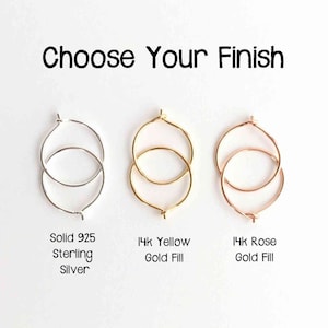 Small Hoop Earrings. Your Choice: 14k Rose Gold, Solid 925 Sterling Silver or 14K Yellow Gold Fill Hoops. Minimalist Leave in Earrings Pair