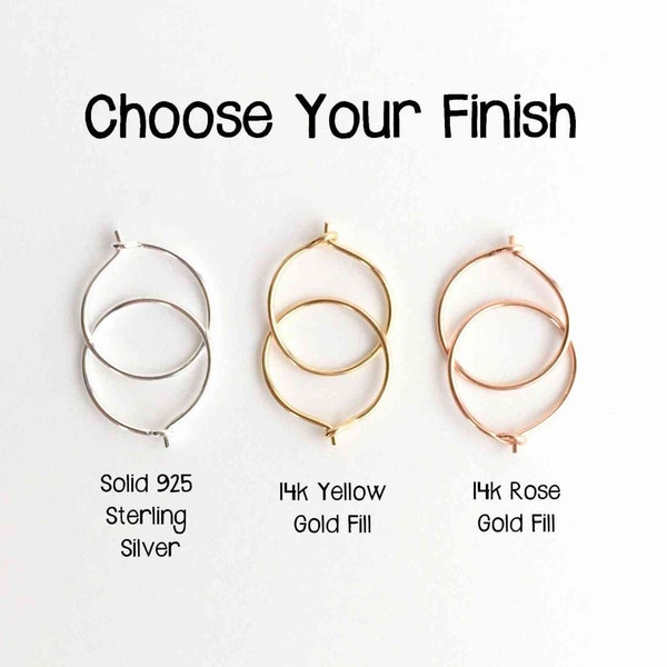 Small Hoop Earrings. Your Choice: 14k Rose Gold, Solid 925 Sterling Silver or 14K Yellow Gold Fill Hoops. Minimalist Leave in Earrings Pair