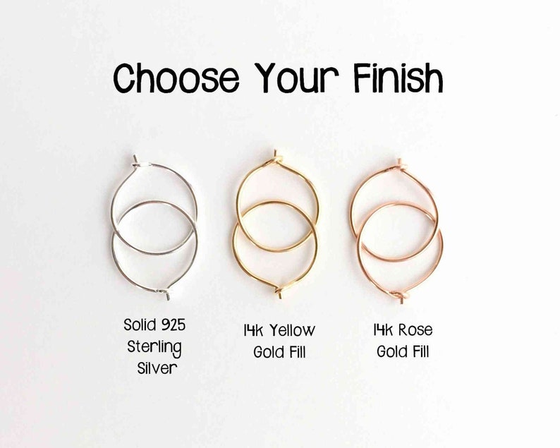 Small Hoop Earrings. Your Choice: 14k Rose Gold, Solid 925 Sterling Silver or 14K Yellow Gold Fill Hoops. Minimalist Leave in Earrings Pair image 1