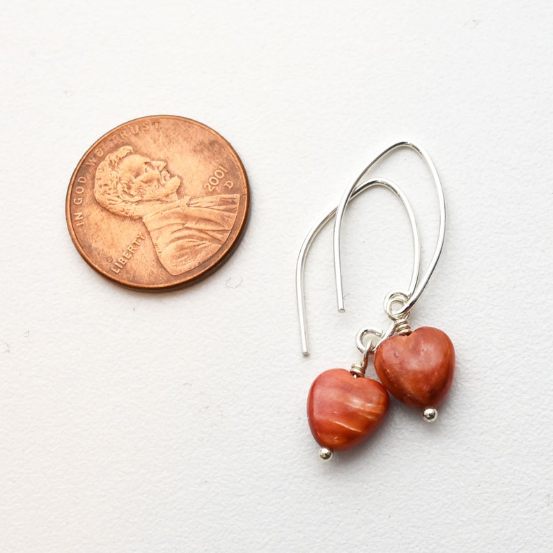Spiny Oyster Shell Earrings Spiny Oyster Hearts and Sterling Silver Earrings
