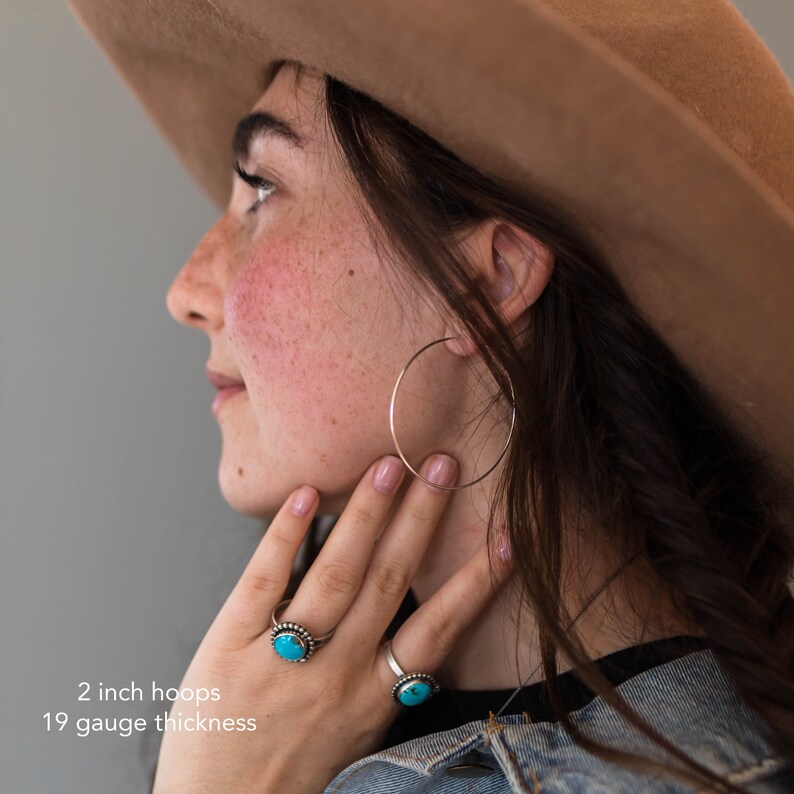 Big Hoop Earrings. Sterling Silver Hoops. Solid 925 Sterling Silver Loops. 18mm Hoops, 25mm Hoops, 38mm Hoops, 50mm Hoops, 20 Gauge Hoops image 2