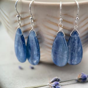 Blaue Kyanit Tropfen und Sterling Silber Ohrringe - Denim Blue Bild 7