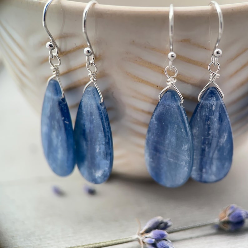 Blaue Kyanit Tropfen und Sterling Silber Ohrringe - Denim Blue Bild 7
