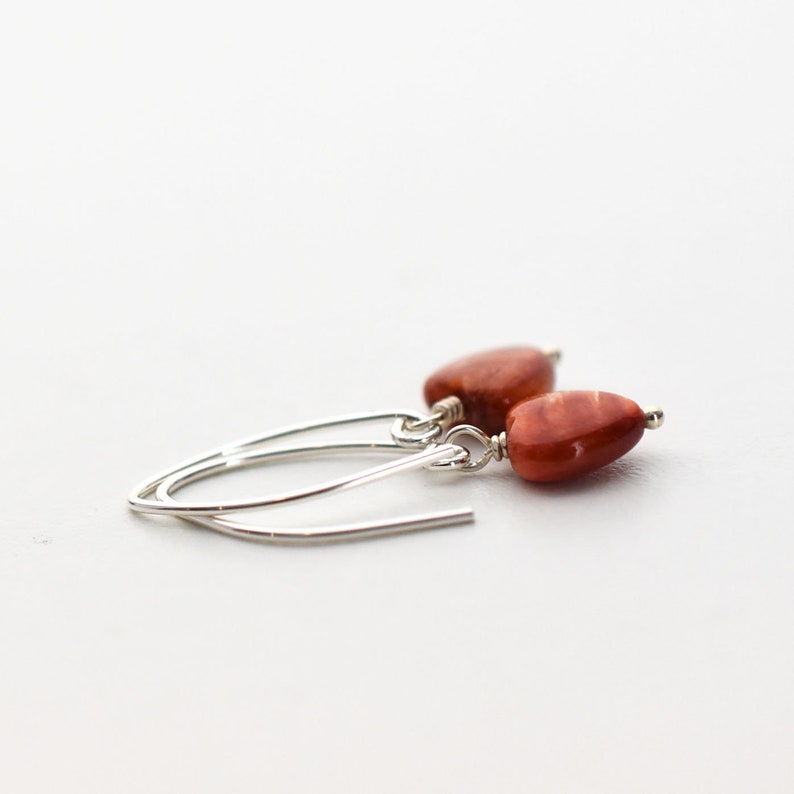 Spiny Oyster Shell Earrings Spiny Oyster Hearts and Sterling Silver Earrings