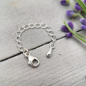 Sterlingzilveren kettingverlenger met druppelbedel | Massief 925 | Lengte toevoegen aan kettingen, armbanden en enkelbanden | Gelaagde sieradensluiting beheren