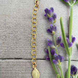 14k Yellow Gold Fill Necklace Extender with Feather/Leaf Charm - Custom Length 1–6 Inch - Perfect for Layered Necklaces, Bracelets & Anklets image 8