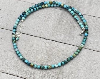 Turquoise and Sterling Silver Beaded Necklace