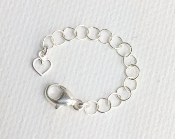 Sterling Silver Necklace Extender with Dainty Heart Charm | Interchangeable Jewelry Lengthener | Manage Layered Necklaces | Handmade in USA