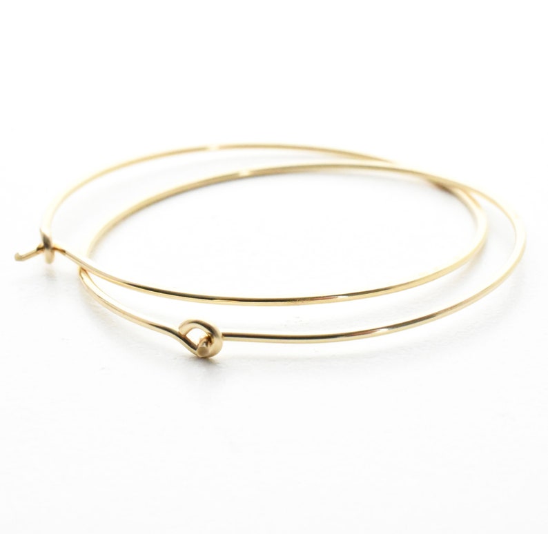 Large Gold Hoop Earrings in 14K Gold Yellow Fill. Thin Lightweight Hoops, Perfect for Sensitive Ears. Choose your size: 2 inch and smaller image 6