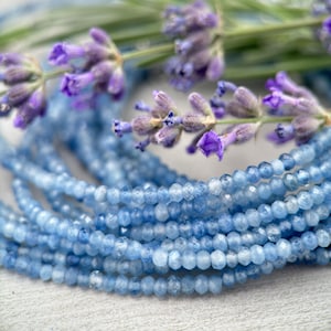 Faceted Beaded Aquamarine and Sterling Silver Silver Necklace. March Birthstone
