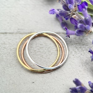 Stacking Ring in Solid 925 Sterling Silver, 14k Rose gold fill, or 14k Yellow Gold Fill. Size 2-10 US. Thin Minimalist Band