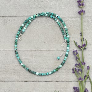 Multi-Color Turquoise Necklace – Blue Green Turquoise Beads with Sterling Silver Extender, 16–18 Inch Strand