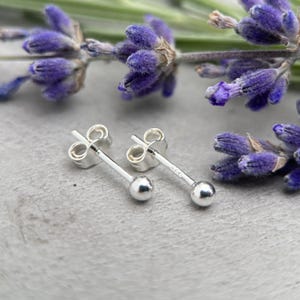 Silver Ball Stud Earrings - Solid 925 Sterling Silver - Minimalist Posts Everyday Gift for Him or Her