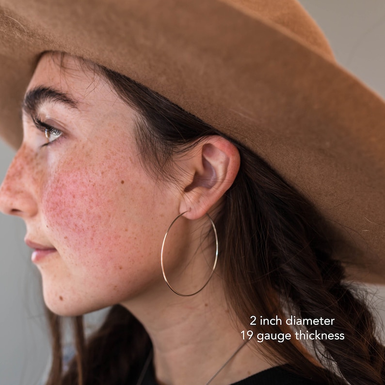 Large Silver Hoop Earrings. Solid 925 Sterling Silver Hoops. Lightweight Hoops. 2 inch Hoops, 1-1/2 inch Hoops, 1 inch Hoops, 3/4 inch Hoops image 6