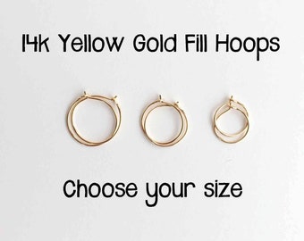 Little 14K Yellow Gold Filled Hoop Earrings. Small Huggy Hoops, Little Hoop Minimalist Earrings. Tiny Hugger Hypoallergenic Earrings