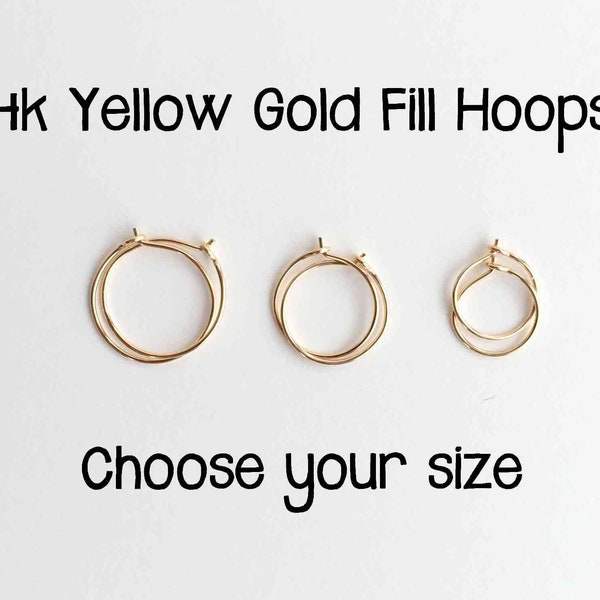 Little 14K Yellow Gold Filled Hoop Earrings. Small Huggy Hoops, Little Hoop Minimalist Earrings. Tiny Hugger Hypoallergenic Earrings