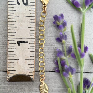 14k Yellow Gold Fill Necklace Extender with Feather/Leaf Charm - Custom Length 1–6 Inch - Perfect for Layered Necklaces, Bracelets & Anklets image 5