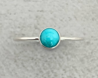 White Water Turquoise Solid 925 Sterling Silver Ring. Size 5 - 8 US