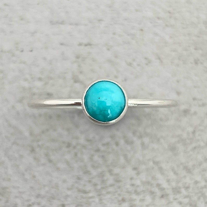 White Water Turquoise Solid 925 Sterling Silver Ring. Size 5 8 US image 1