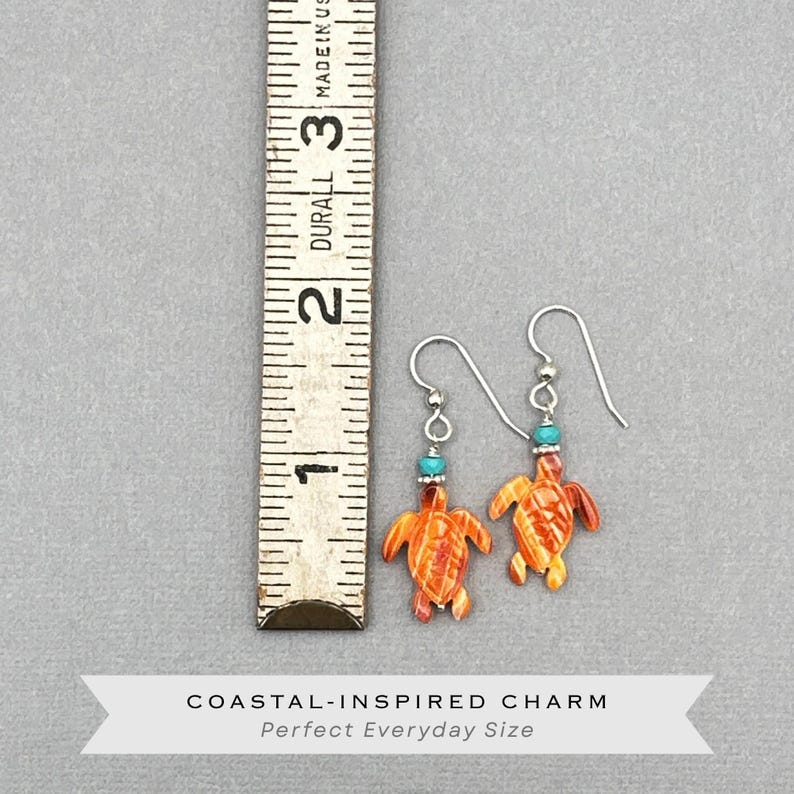 Spiny Oyster Shell Sea Turtle Earrings With Turquoise | Sterling Silver ...