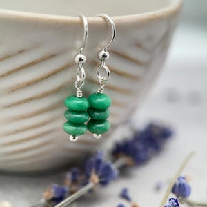 Lucin Variscite Earrings • Rare Utah Green Stone Earrings • Sterling Silver • Candy Apple Green Variscite Dangles