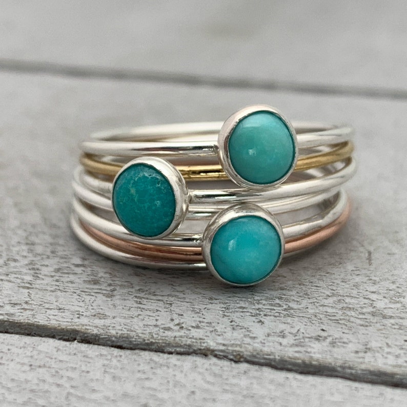 White Water Turquoise Solid 925 Sterling Silver Ring. Size 5 8 US image 5