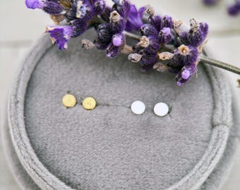 Punkt Ohrstecker Sterling Silber oder 14k Gelbgold Füllen - Minimalist Flache Kreis Beiträge
