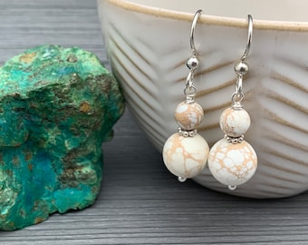 Nevada White Variscite and Sterling Silver Earrings