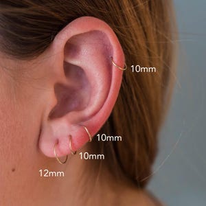 Small Gold Hoop - 14k Yellow Earring Pair - Minimalist Hypoallergenic Everyday Tiny Sleeper Loops