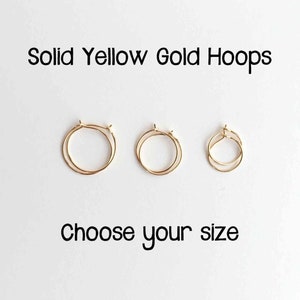 14k Solid Gold Hoops. 18k Solid Gold Hoops. Thin Solid YELLOW Gold Hoops in 14k or 18k. Small Hoop Earrings. Real Gold Earrings. Solid Gold