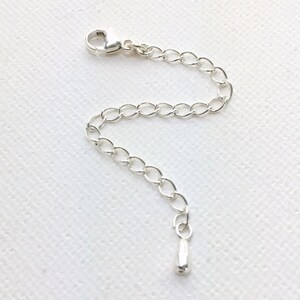 Sterling Silver Jewelry Extender with Silver Drop Charm. Interchangeable Extender Helps Manage Layered Necklaces, Bracelets and Anklets. image 2