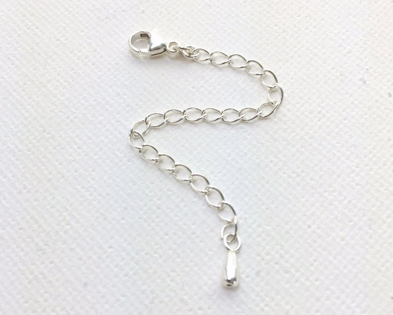 Sterling Silver Jewelry Extender with Silver Drop Charm. Interchangeable Extender Helps Manage Layered Necklaces, Bracelets and Anklets. image 2