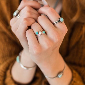 White Water Turquoise Solid 925 Sterling Silver Ring. Size 5 8 US image 6