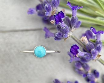 White Water Turquoise Solid 925 Sterling Silver Ring. Size 5 - 8 US