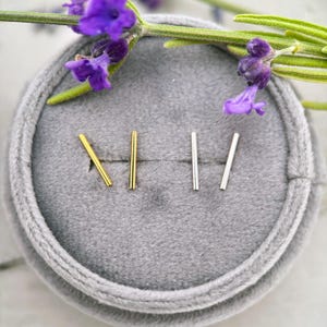 Bar Stud Earrings Sterling Silver or Gold Filled - Minimalist Dainty Line Post Jewelry