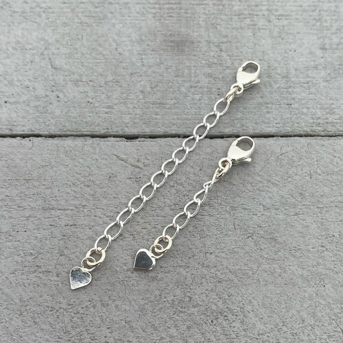 Sterling Silver Necklace Extender With Heart Charm Choose Etsy