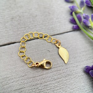 14k Yellow Gold Fill Necklace Extender with Feather/Leaf Charm - Custom Length 1–6 Inch - Perfect for Layered Necklaces, Bracelets & Anklets image 6
