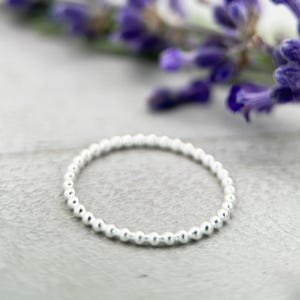 Stacking Rings. Solid 925 Sterling Silver Beaded Stacking Rings, Size 6, 7 and 8 US. Thin band. Stackable