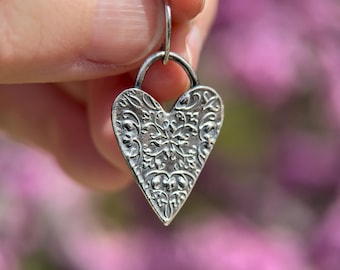 Silver Heart Pendant - Stamped Solid 925 Sterling Silver