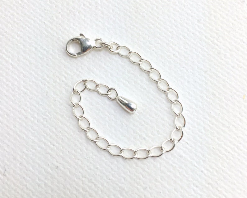 Sterling Silver Jewelry Extender with Silver Drop Charm. Interchangeable Extender Helps Manage Layered Necklaces, Bracelets and Anklets. image 3