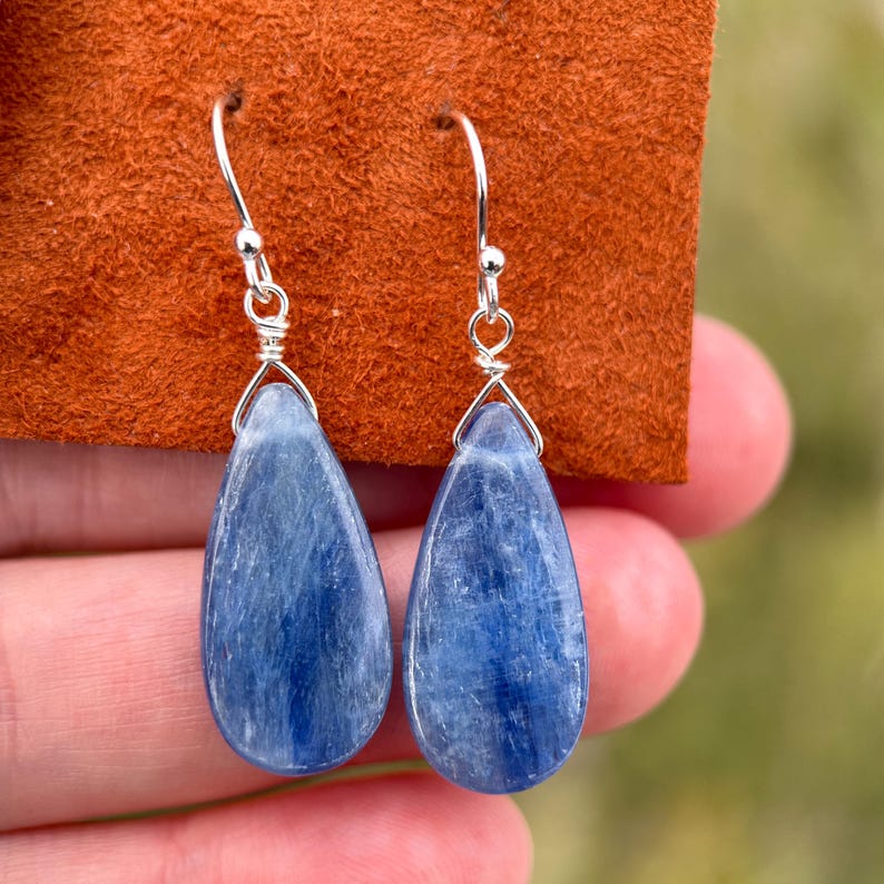 Blaue Kyanit Tropfen und Sterling Silber Ohrringe - Denim Blue Bild 11