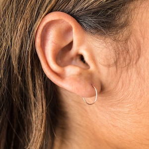 Rose Quartz Charm Hoop Earrings. Available in Solid 925 Sterling Silver, 14k Yellow or Rose Gold Fill image 5