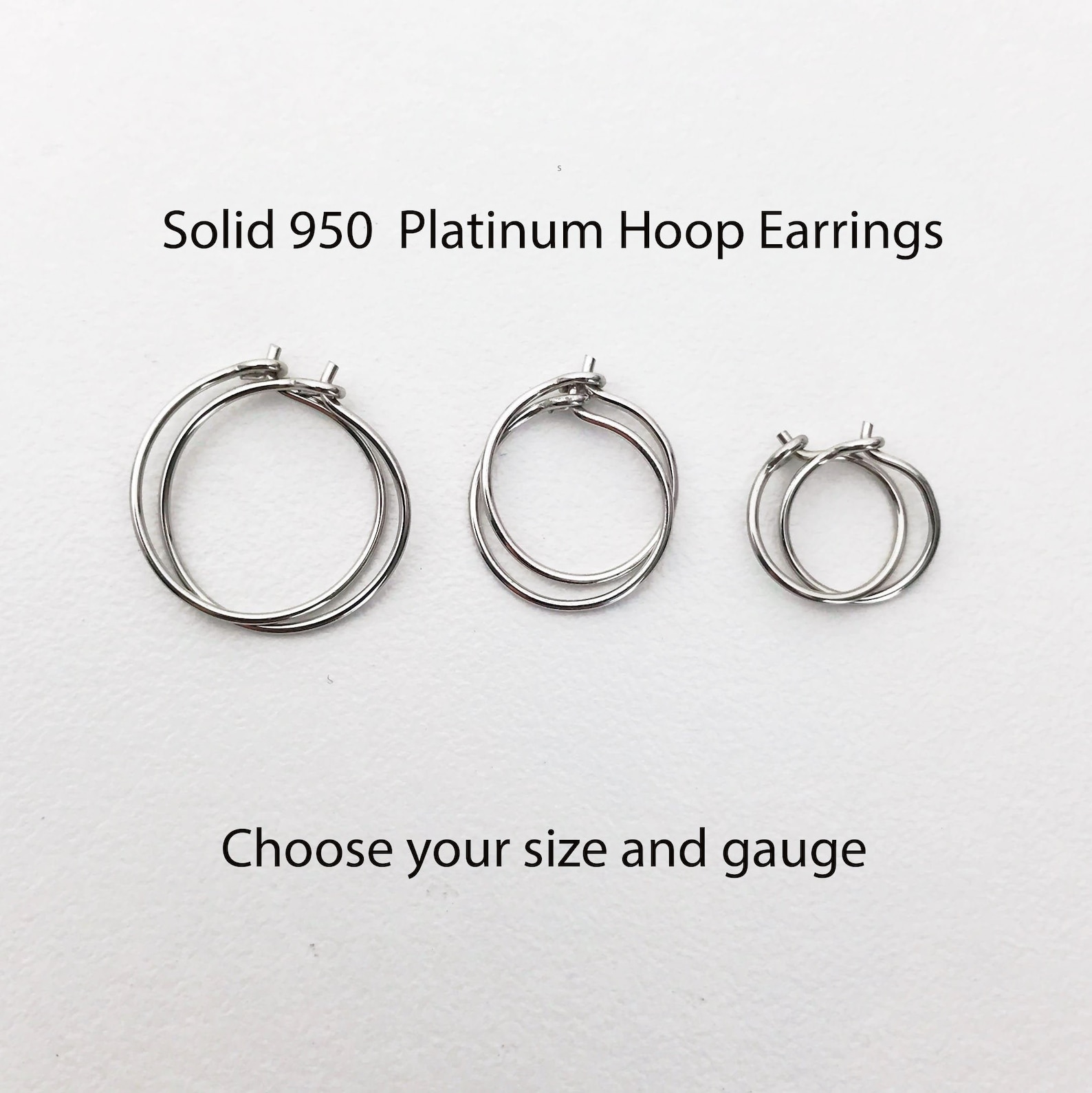 Thin Solid Platinum Hoops. Small Hoop Earrings .950 Platinum Etsy