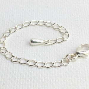 Sterling Silver Jewelry Extender with Silver Drop Charm. Interchangeable Extender Helps Manage Layered Necklaces, Bracelets and Anklets.