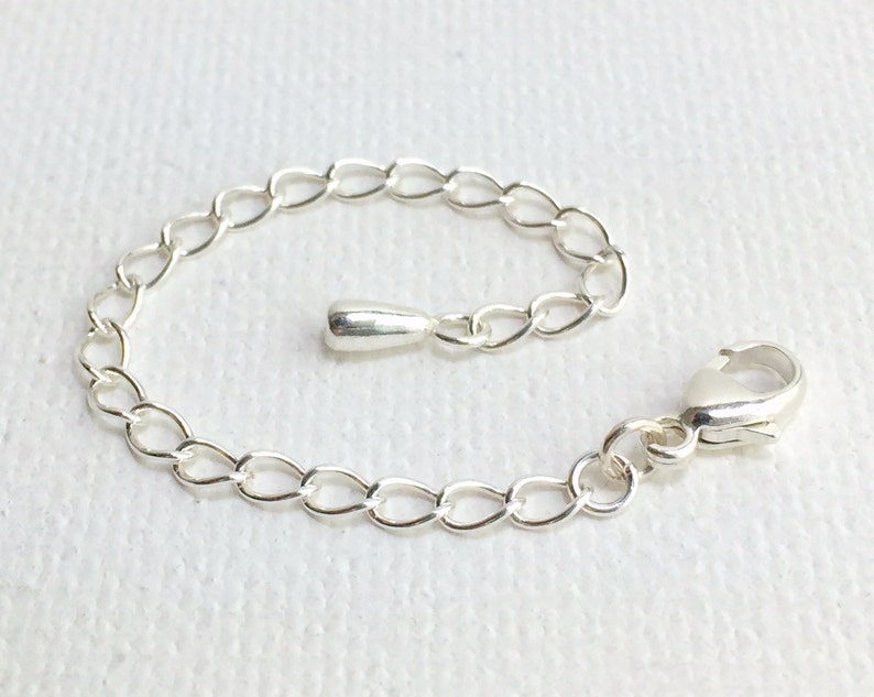 Sterling Silver Jewelry Extender with Silver Drop Charm. Interchangeable Extender Helps Manage Layered Necklaces, Bracelets and Anklets. image 1