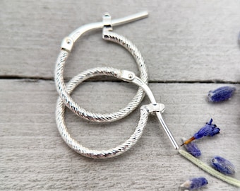Silver Huggie Hoops • Sparkly Small Sterling Earrings • Clicker Hinged Everyday Minimal Jewelry