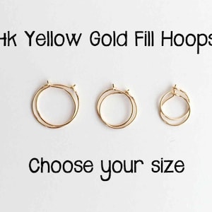 Small 14K Gold Filled Hoop Earrings. Yellow Gold Minimalist Hoops. Hypoallergenic Everyday Hoops. Tiny Loop Earrings. Choose your size