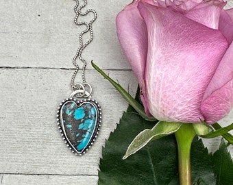 Turquoise Heart and Sterling Silver Pendant