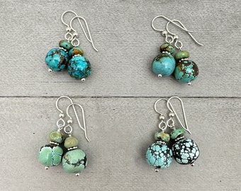 Natural Turquoise and Sterling Silver Earrings